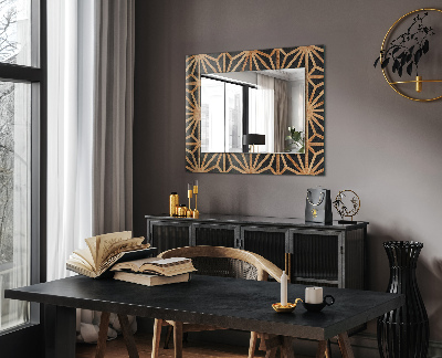 Dekoračné zrkadlo na stenu Dřevěný geometrický vzor