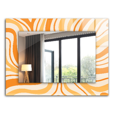 Zrkadlo s potlačeným rámom Abstraktní oranžové vzory