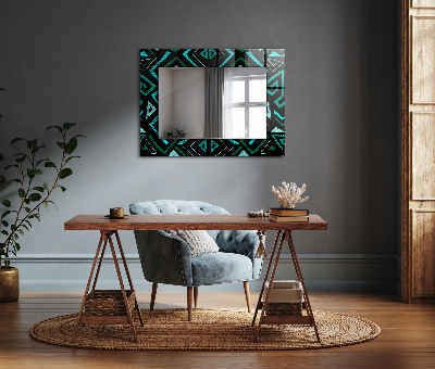 Zrkadlo rám s potlačou Geometrický tyrkysový vzor