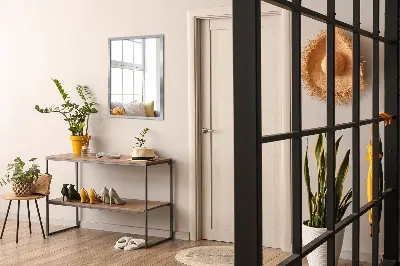 Nástěnné zrcadlo ve stříbrném rámu minimalistické provedení