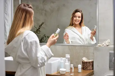 Nástěnné zrcadlo ve stříbrném rámu minimalistické provedení