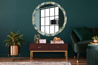 Kulaté dekorativní zrcadlo Tropické listy