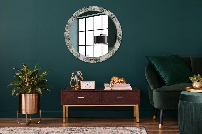 Kulaté dekorativní zrcadlo na zeď Listy do akvarelu