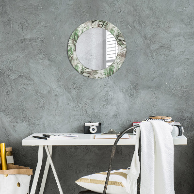Kulaté dekorativní zrcadlo na zeď Listy do akvarelu