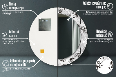 Kulaté dekorativní zrcadlo Maki květiny