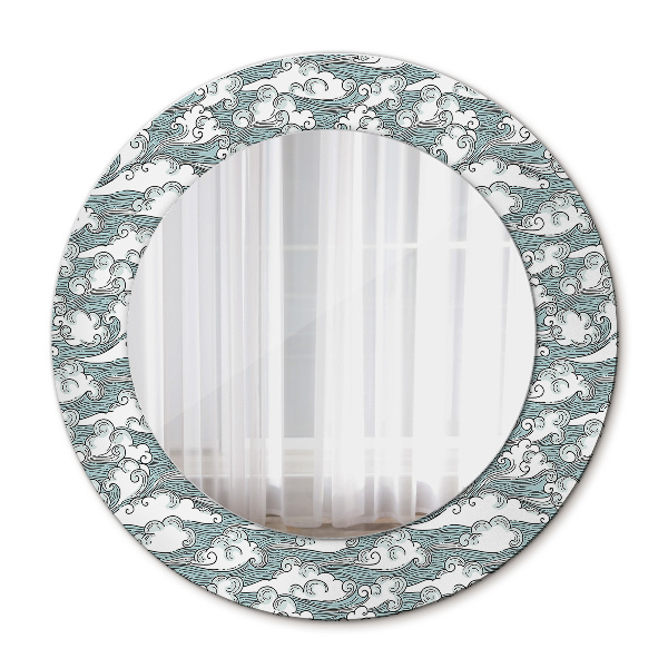 Kulaté dekorativní zrcadlo Mraky