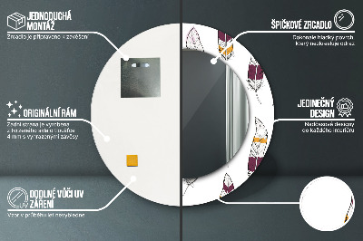 Kulaté dekorativní zrcadlo Peří