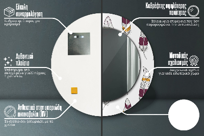 Kulaté dekorativní zrcadlo Peří