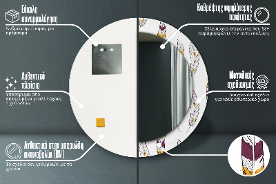 Kulaté dekorativní zrcadlo Peří