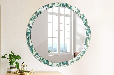 Kulaté dekorativní zrcadlo Listy