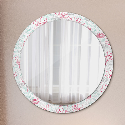 Kulaté zrcadlo s dekorem Květiny