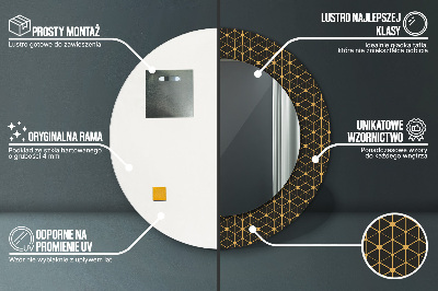 Kulaté dekorativní zrcadlo Hexagonální geometrie