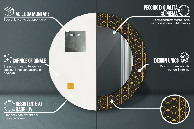 Kulaté dekorativní zrcadlo Hexagonální geometrie