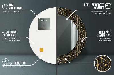 Kulaté dekorativní zrcadlo Hexagonální geometrie