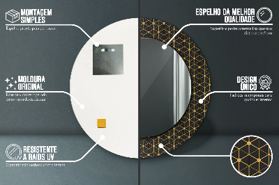 Kulaté dekorativní zrcadlo Hexagonální geometrie