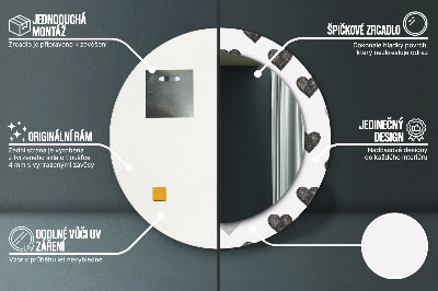 Kulaté zrcadlo s dekorem Abstraktní srdce