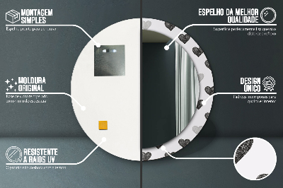 Kulaté zrcadlo s dekorem Abstraktní srdce