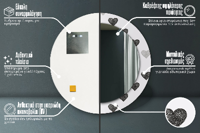 Kulaté zrcadlo s dekorem Abstraktní srdce