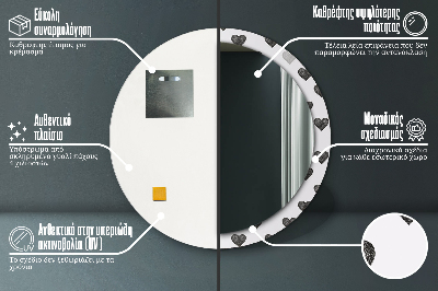 Kulaté zrcadlo s dekorem Abstraktní srdce