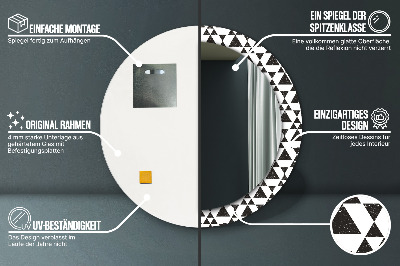 Kulaté dekorativní zrcadlo na zeď Geometrické trojúhelníky