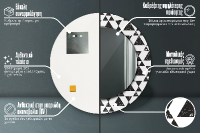 Kulaté dekorativní zrcadlo na zeď Geometrické trojúhelníky