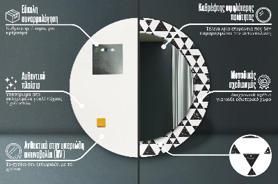 Kulaté dekorativní zrcadlo na zeď Geometrické trojúhelníky