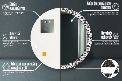 Kulaté dekorativní zrcadlo na zeď Geometrické trojúhelníky