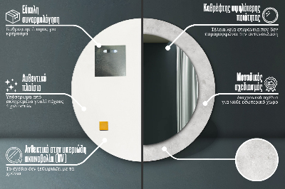 Kulaté dekorativní zrcadlo Betonová textura