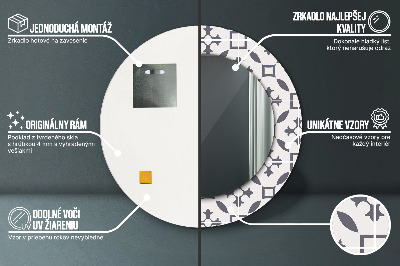 Kulaté zrcadlo tištěný rám Starožitné dlaždice