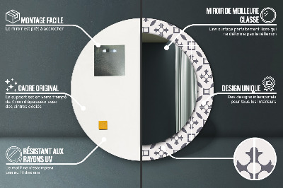 Kulaté zrcadlo tištěný rám Starožitné dlaždice