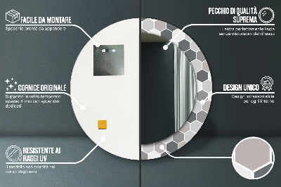 Kulaté dekorativní zrcadlo na zeď Hexagonální vzor