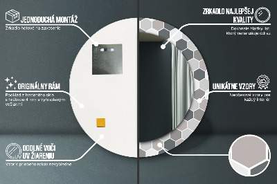 Kulaté dekorativní zrcadlo na zeď Hexagonální vzor