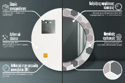 Kulaté dekorativní zrcadlo na zeď Hexagonální vzor