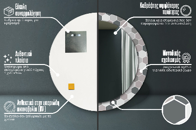 Kulaté dekorativní zrcadlo na zeď Hexagonální vzor