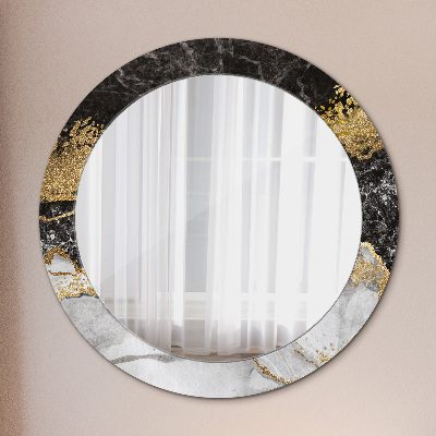 Kulaté dekorativní zrcadlo Mramor a zlato