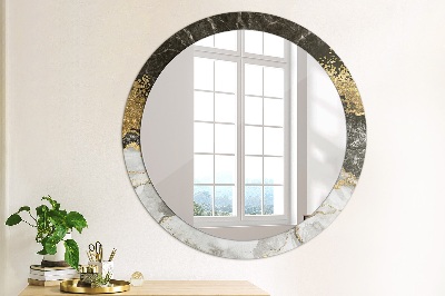 Kulaté dekorativní zrcadlo Mramor a zlato