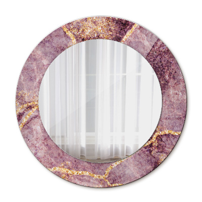 Kulaté dekorativní zrcadlo Mramor s přidáním zlata