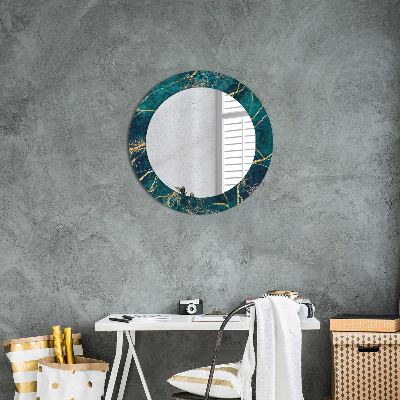Kulaté dekorativní zrcadlo Green malachite marble