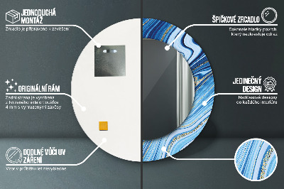 Kulaté dekorativní zrcadlo Modrý mramor
