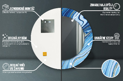 Kulaté dekorativní zrcadlo Modrý mramor