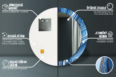 Kulaté dekorativní zrcadlo Modrý mramor