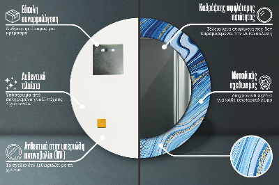 Kulaté dekorativní zrcadlo Modrý mramor