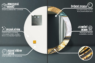 Kulaté dekorativní zrcadlo Agat mramor a zlato