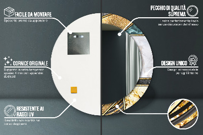 Kulaté dekorativní zrcadlo Agat mramor a zlato