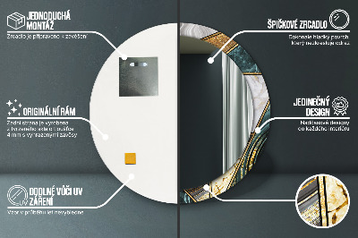 Kulaté dekorativní zrcadlo Agat mramor a zlato