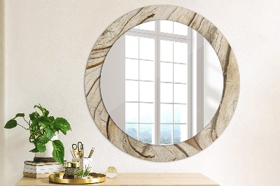 Kulaté zrcadlo tištěný rám Prasklé dřevo