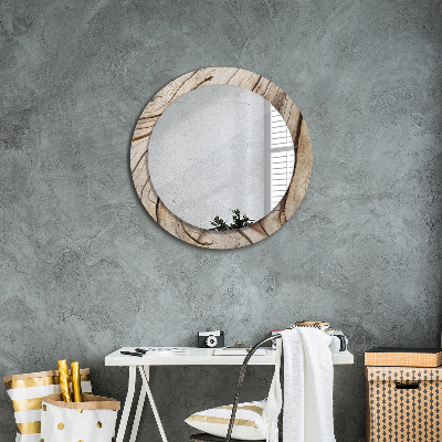 Kulaté zrcadlo tištěný rám Prasklé dřevo