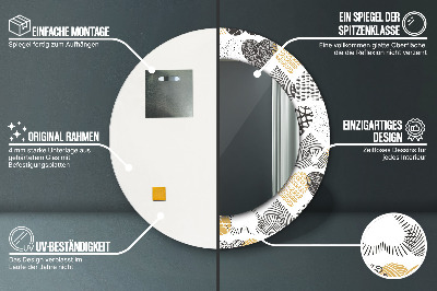 Kulaté dekorativní zrcadlo na zeď Srdce doodle