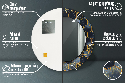 Kulaté dekorativní zrcadlo na zeď Hexagonový mramor