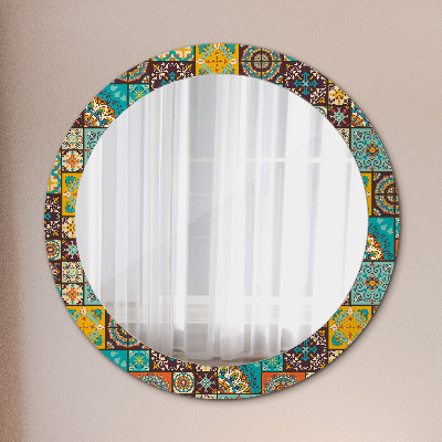 Kulaté zrcadlo tištěný rám Arabský vzor